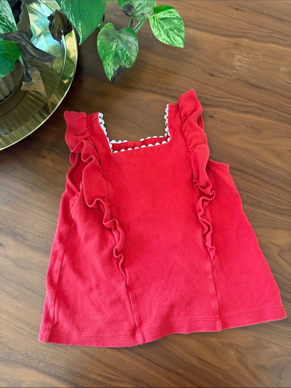 Janie and Jack Red Ruffle-Trim Tank Top